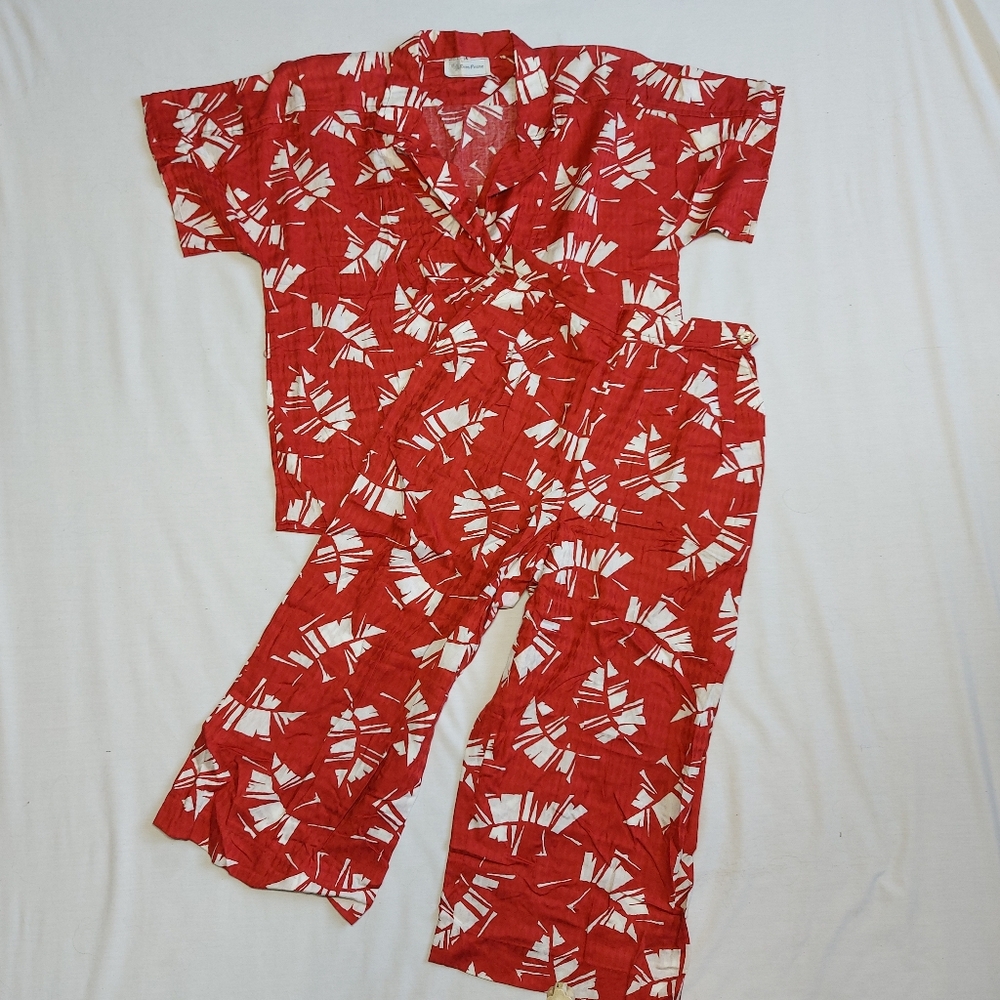 Vintage Evan-Picone Short Sleeve Capris Womens Lounge Beach Vacation, 12/ 14